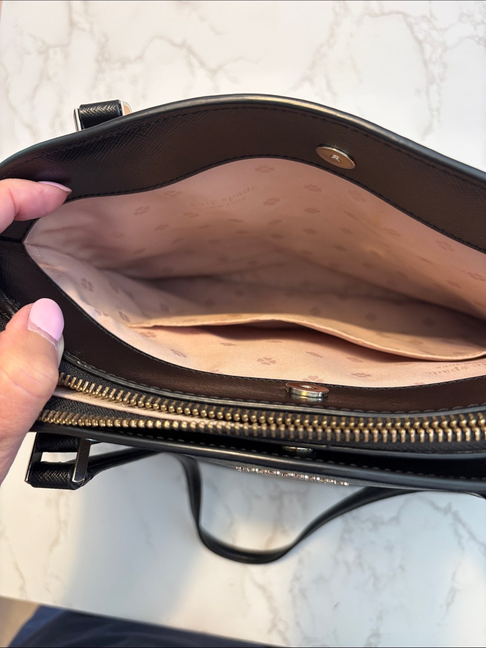 kate spade Black Leather purse bag  “booked large work tote bag” style Pxr00332 - Picture 7 of 15